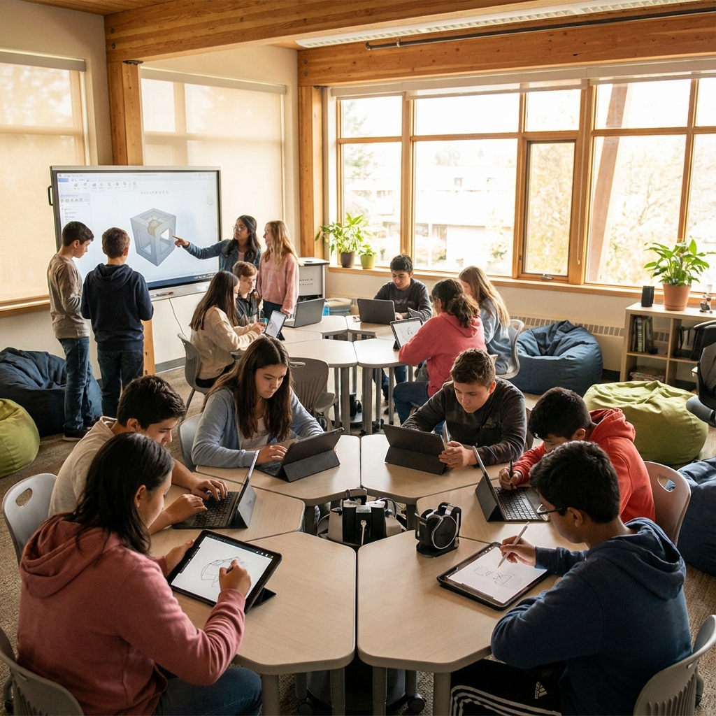 Students engaged in digital learning